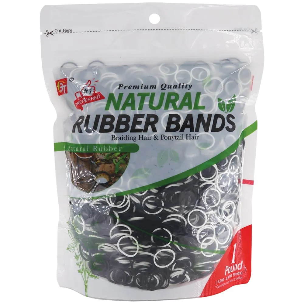 1 LB Rubber Bands Hair Band Soft Elastic Hair Accessories Braid Mini Hair Ties Stretchy Hair Ties No Damage Rubber Bands for Hair Made in Vietnam (Black/White)