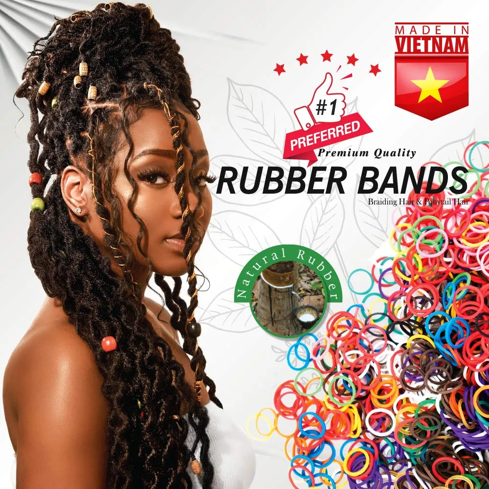 1 LB Rubber Bands Hair Band Soft Elastic Hair Accessories Braid Mini Hair Ties Stretchy Hair Ties No Damage Rubber Bands for Hair Made in Vietnam (Black/White)
