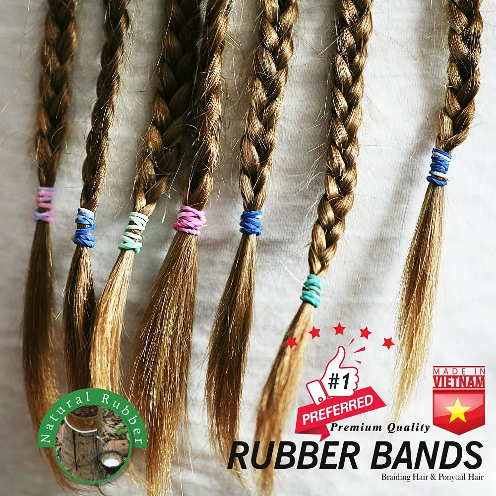 1 LB Rubber Bands Hair Band Soft Elastic Hair Accessories Braid Mini Hair Ties Stretchy Hair Ties No Damage Rubber Bands for Hair Made in Vietnam (Black/White)