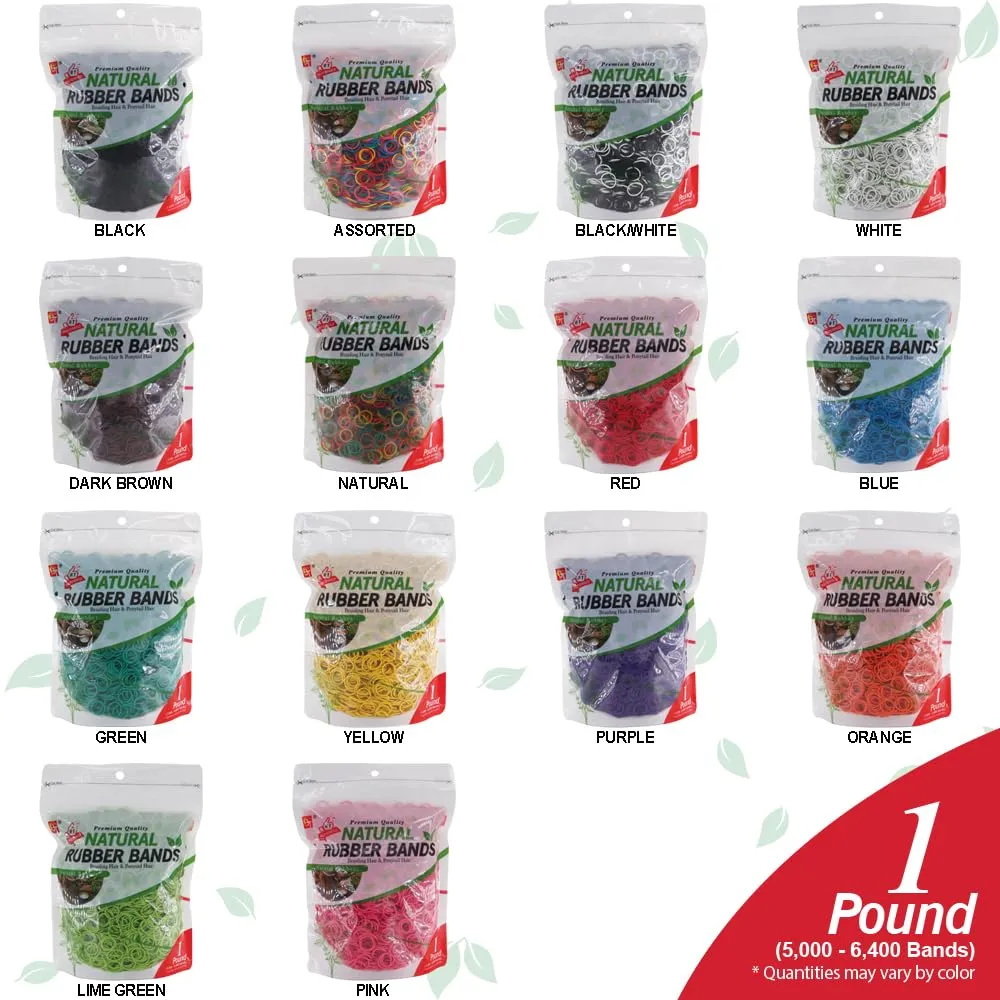 1 LB Rubber Bands Hair Band Soft Elastic Hair Accessories Braid Mini Hair Ties Stretchy Hair Ties No Damage Rubber Bands for Hair Made in Vietnam (Green)