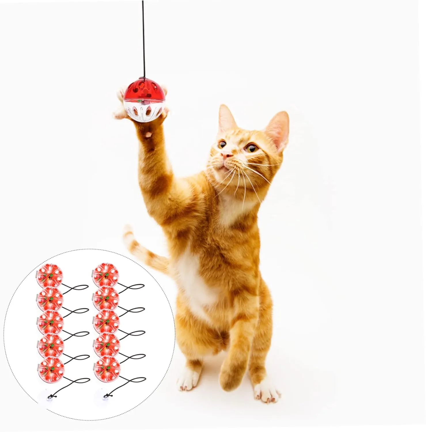 10pcs Cat Toys Suction Cup Bell Indoor Pet Toys Cat Teaser Window Balls