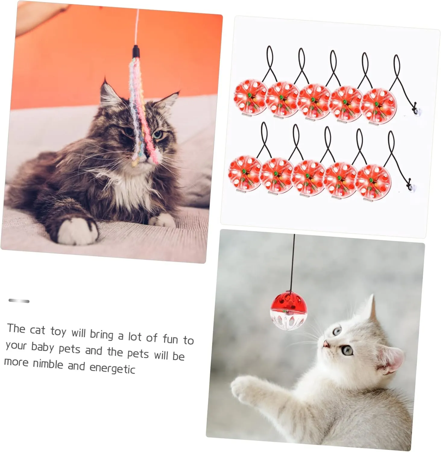 10pcs Cat Toys Suction Cup Bell Indoor Pet Toys Cat Teaser Window Balls