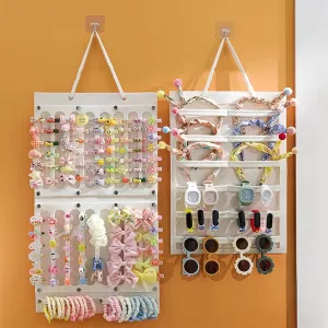 2 Pack Hair Bows Holder,Hair Clips Storage Hanger Large Capacity,Hair Bows Organizer Wall Hanging for Girl Room,Hair Accessories OrganizerWhite