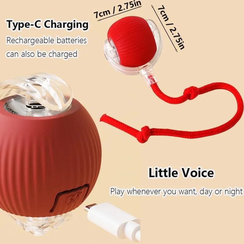 2025 New Interactive Cat Toys Balls,Automatic Moving Cat Balls, Cat Toys for Bored Indoor CatsRed