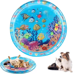 2025 New Thickened Water Sensor Play Mat, Pet Water Sensory Mat, Water Sensory Playmat with Fish, Interactive Sensory Play Mat with Air Pump, Suitable for Indoor Cats and Kittens