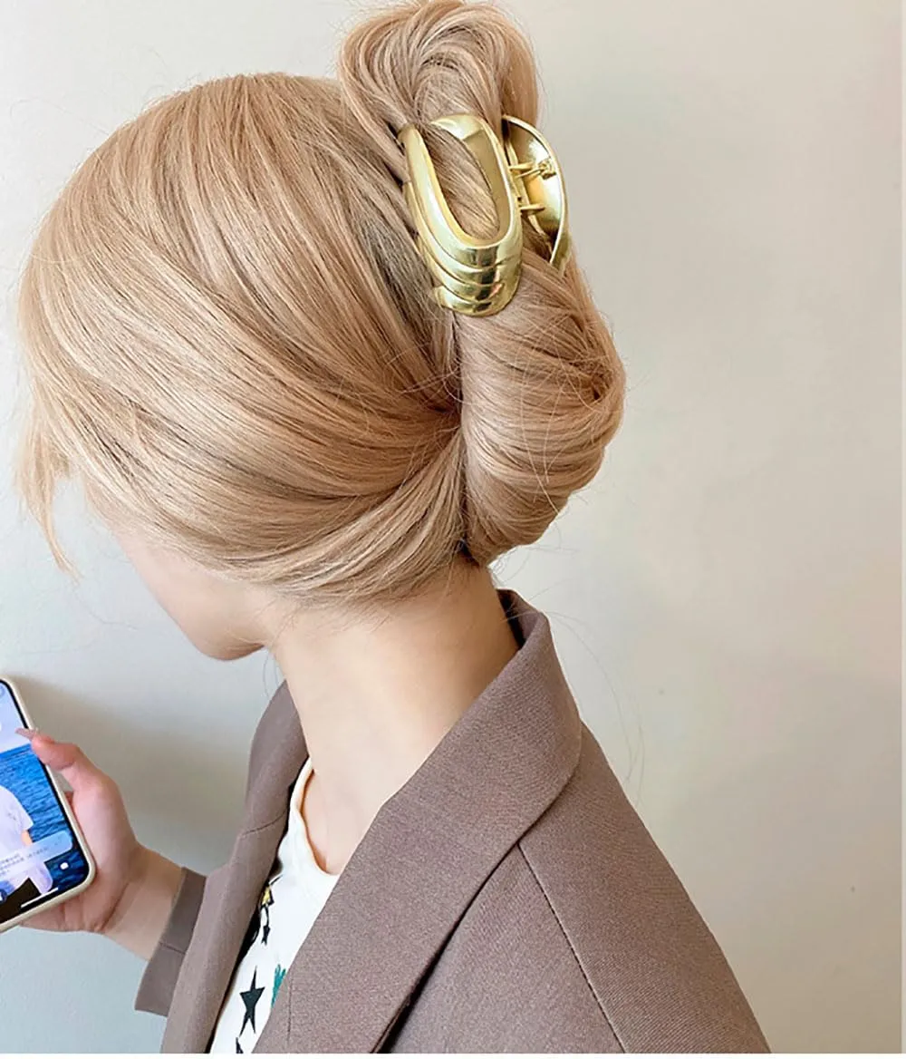 3Pcs Hair Clips,Three 3 Colors Of Metal Hair Clips, 4Inch Exquisite Geometry Designs Hair Jaw Clips Fashion Style Hair Clips For Hair Accessories For Women Girls Gift