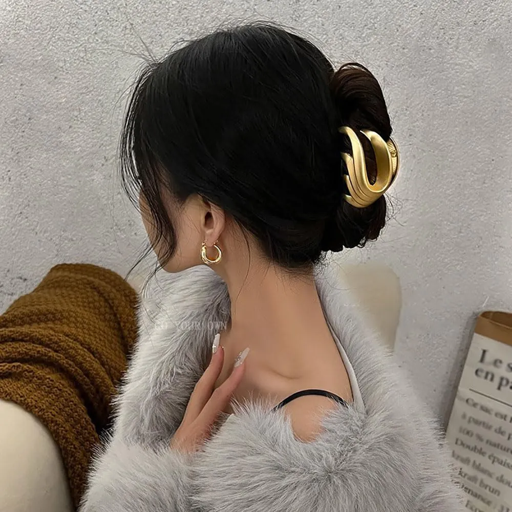 3Pcs Hair Clips,Three 3 Colors Of Metal Hair Clips, 4Inch Exquisite Geometry Designs Hair Jaw Clips Fashion Style Hair Clips For Hair Accessories For Women Girls Gift