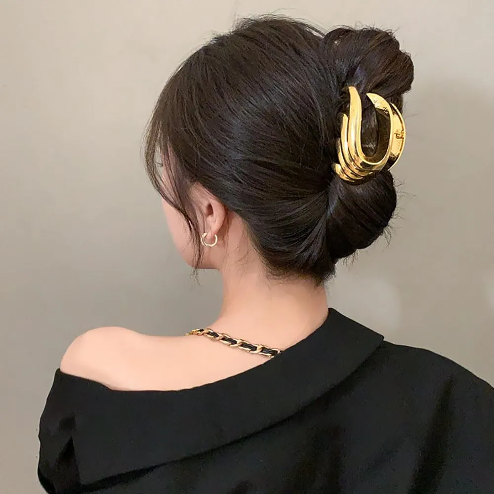 3Pcs Hair Clips,Three 3 Colors Of Metal Hair Clips, 4Inch Exquisite Geometry Designs Hair Jaw Clips Fashion Style Hair Clips For Hair Accessories For Women Girls Gift