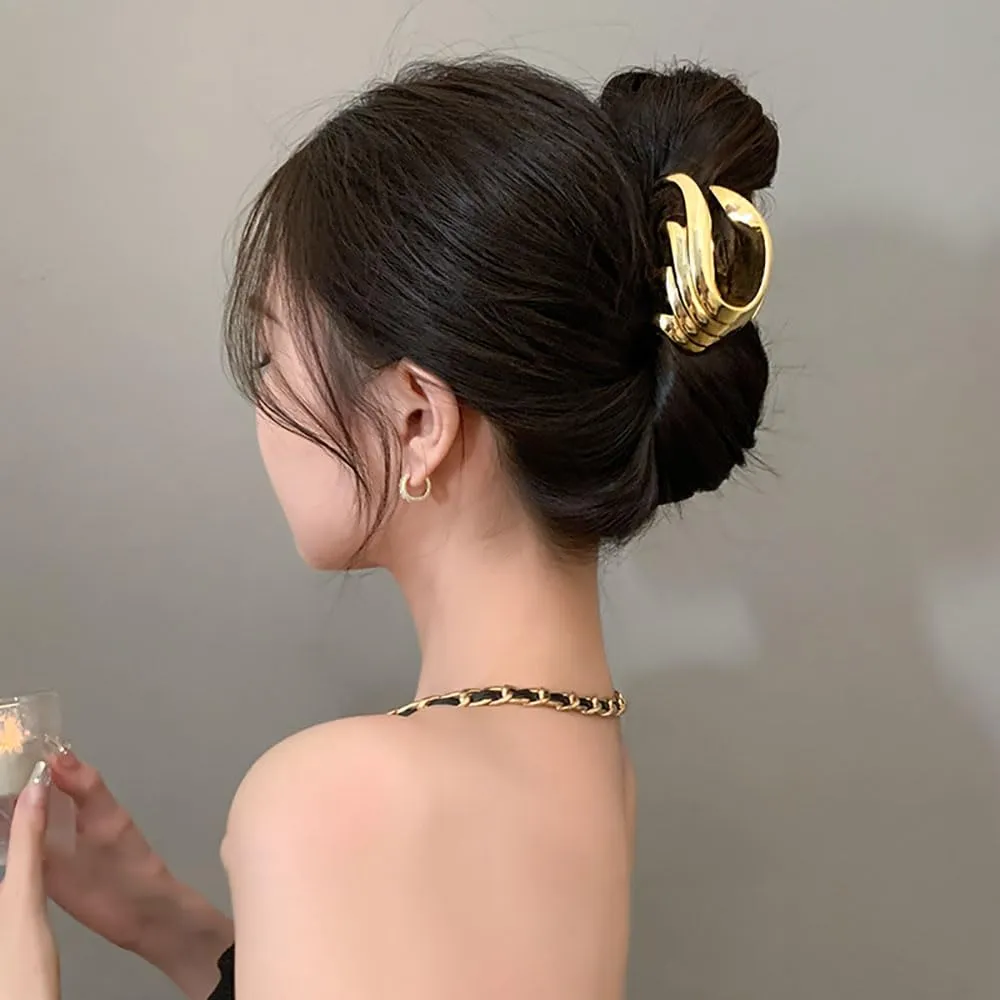 3Pcs Hair Clips,Three 3 Colors Of Metal Hair Clips, 4Inch Exquisite Geometry Designs Hair Jaw Clips Fashion Style Hair Clips For Hair Accessories For Women Girls Gift