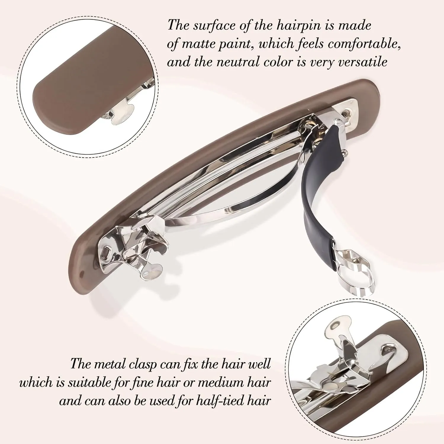 6 Pcs Hair Clips Hair Barrettes for Women, Matte Barrettes for Thin Fine Hair Flat Hair Clip Hair Accessories