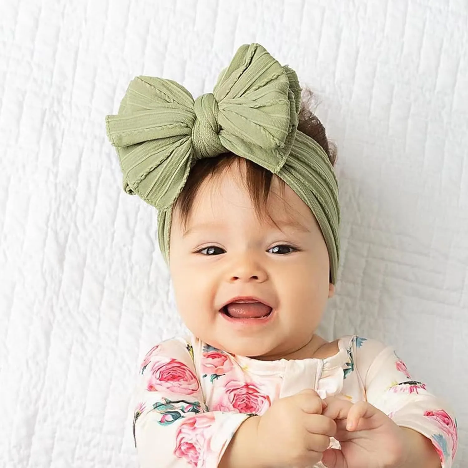 8Pcs Baby Girls Headbands Hair Bows Handmade Soft Stretchy Nylon Hair Band With Bows Hair Accessories for Newborn Baby Girls Toddler Kids