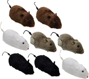 8pcs Wind-up Mice Cat Toys Interactive Fuzzy Mouse Toys for Indoor Cats Realistic Moving for Play Engaging Activity to Alleviate Pet Loneliness and Design