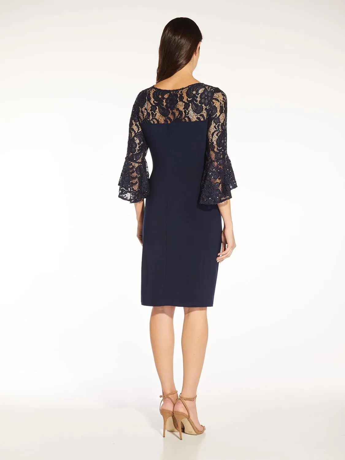 Adrianna Papell Women's Bell Sleeve Jersey Drape Dress