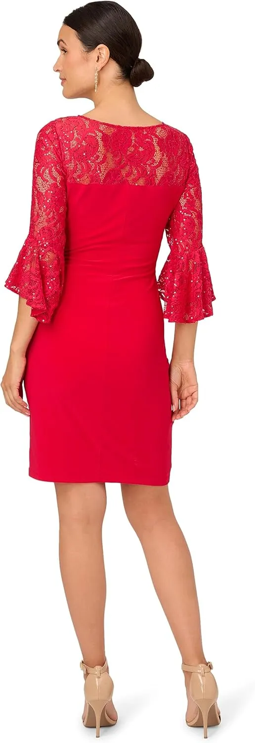 Adrianna Papell Women's Bell Sleeve Jersey Drape Dress