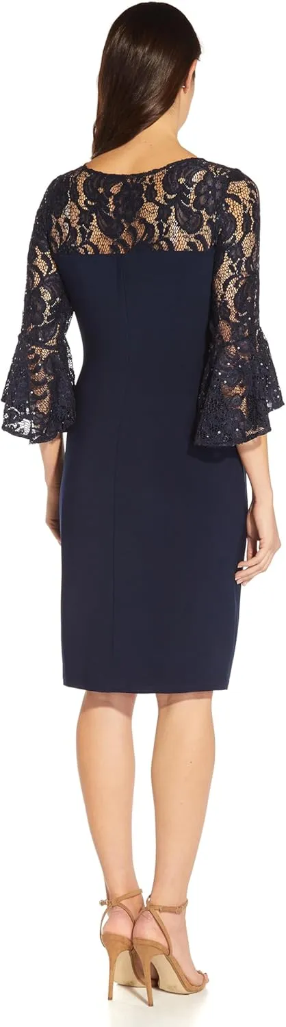Adrianna Papell Women's Bell Sleeve Jersey Drape Dress