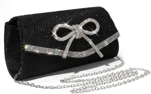ALUSBELL Elegant Sparkly Bow Evening Bag for Women Glitter Rhinestones Dressy Clutch Purses Handbag for Wedding Party Prom