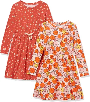 Amazon Essentials Girls and Toddlers' Long-Sleeve Elastic Waist T-Shirt Dress