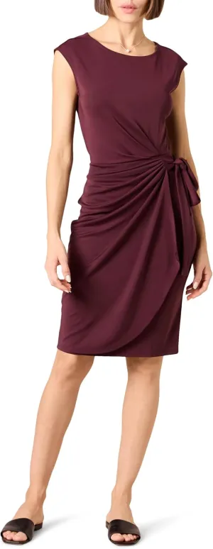 Amazon Essentials Women's Cap Sleeve Boat-Neck Faux Wrap Dress