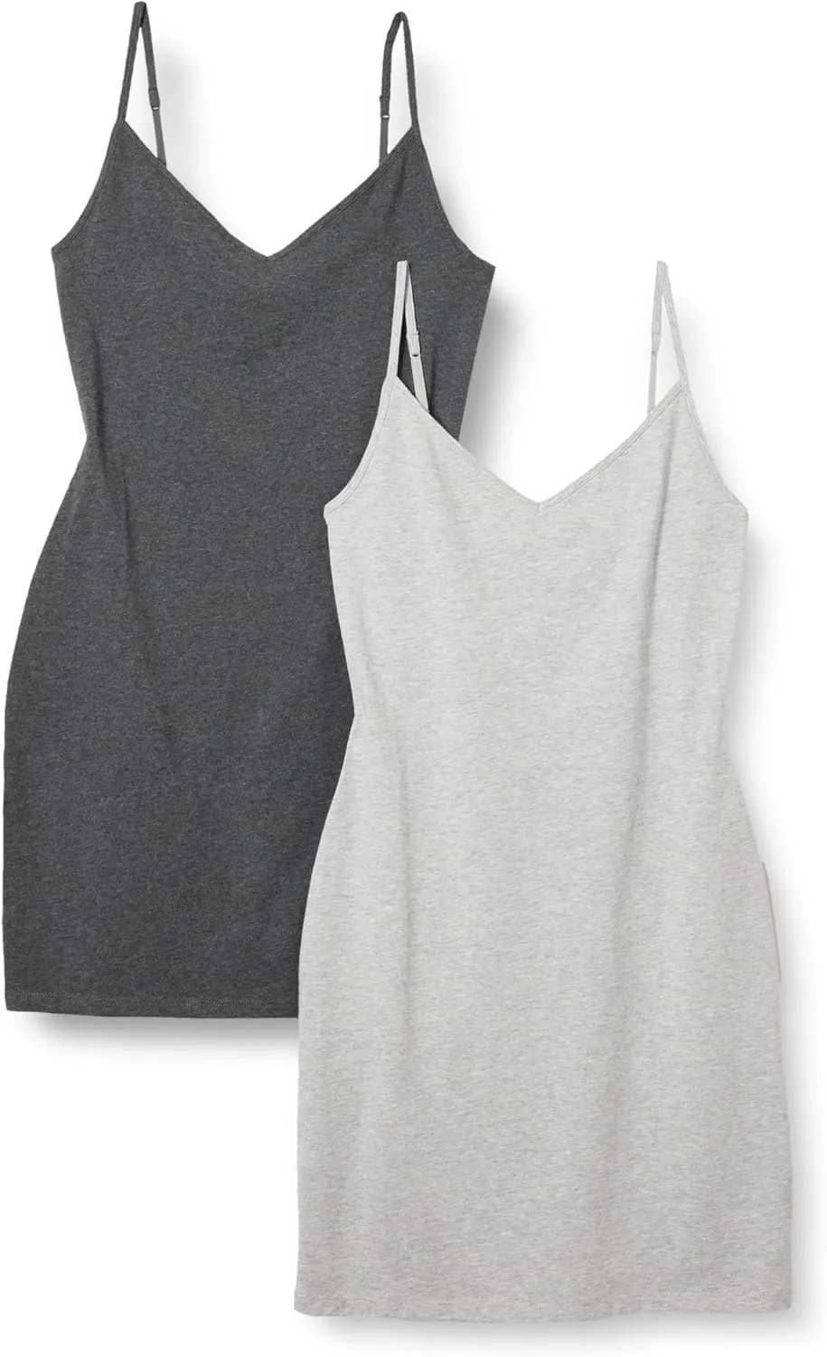 Amazon Essentials Women's Slim Fit Cotton Layering Slip Dress, Pack of 2