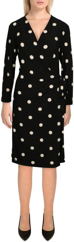 Anne Klein Women's Long Sleeve Printed Jersey Wrap Dress