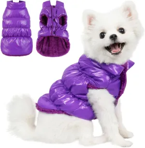 AOFITEE Dog Coat, Waterproof Snowsuit, Fleece Puffer Jacket, Pet Winter Vest, Dog Cold Weather Coats, Purple, 3XL