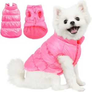 AOFITEE Waterproof Dog Jacket - Winter Coat for Small Medium Dogs, Fleece Snowsuit, Warm Puffer Jacket, Cozy Pet Winter Vest, Cold Weather Coat, Pink, 3XL