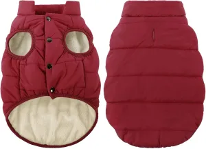 ASENKU Windproof Winter Jacket Waterproof Coat Warm Vest Cold Weather Pet Apparel With 2 Layers Fleece Lined for Small Medium Large Dogs (M, Red)