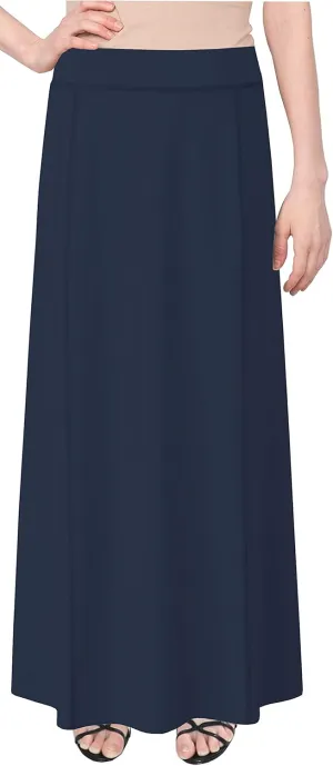 Baby'O Women's Stretch Cotton Knit Panel Maxi A-Line Skirt