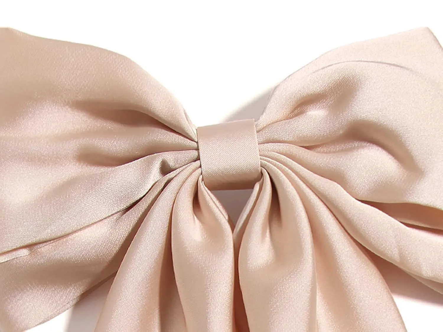 Big Bow Barrettes and Satin Hair Pins with Long Ribbon Tails - Party and Casual Hair Accessories for Women and Girls in Apricot