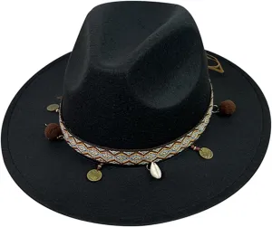 Big Wide Brim Fedora Hat for Women Western Hats Women's Solid Color Panama Rancher Hat