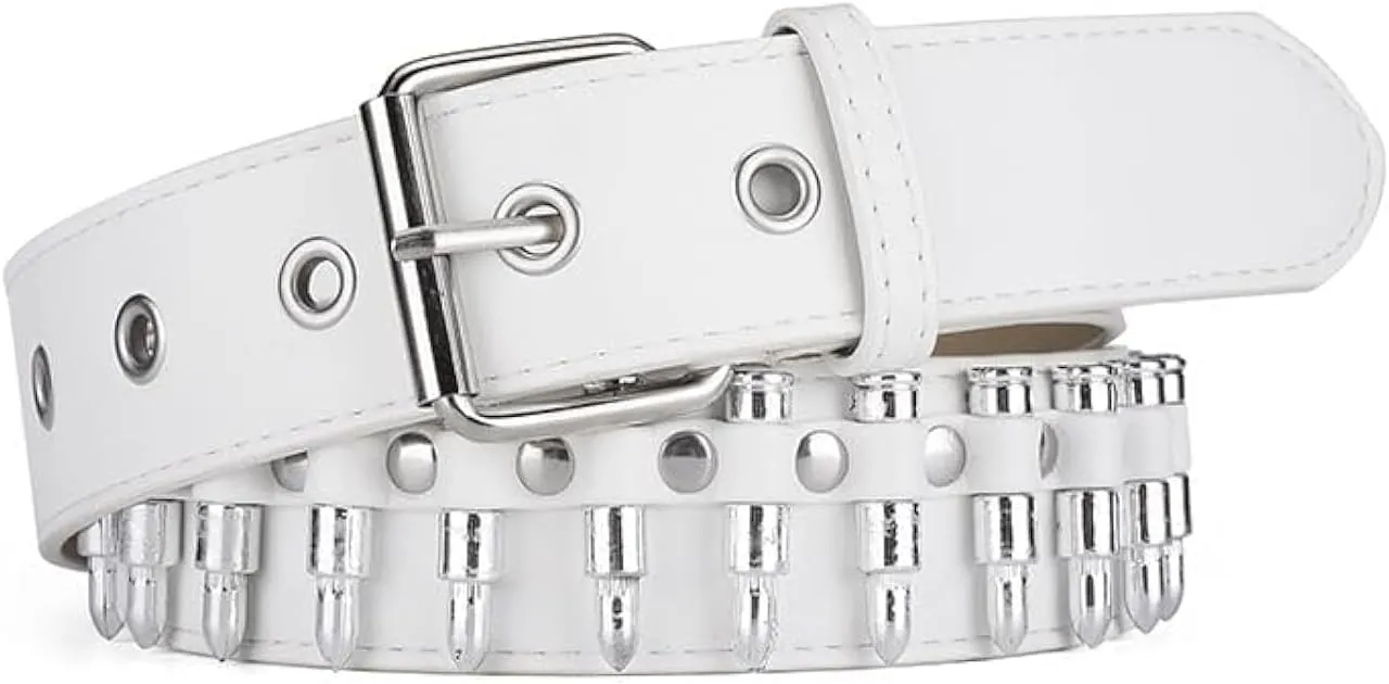 Black Studded Belt Punk Rock Rivet Belt Grommet Threads Belt with Bright Metal Pyramid for Women Men