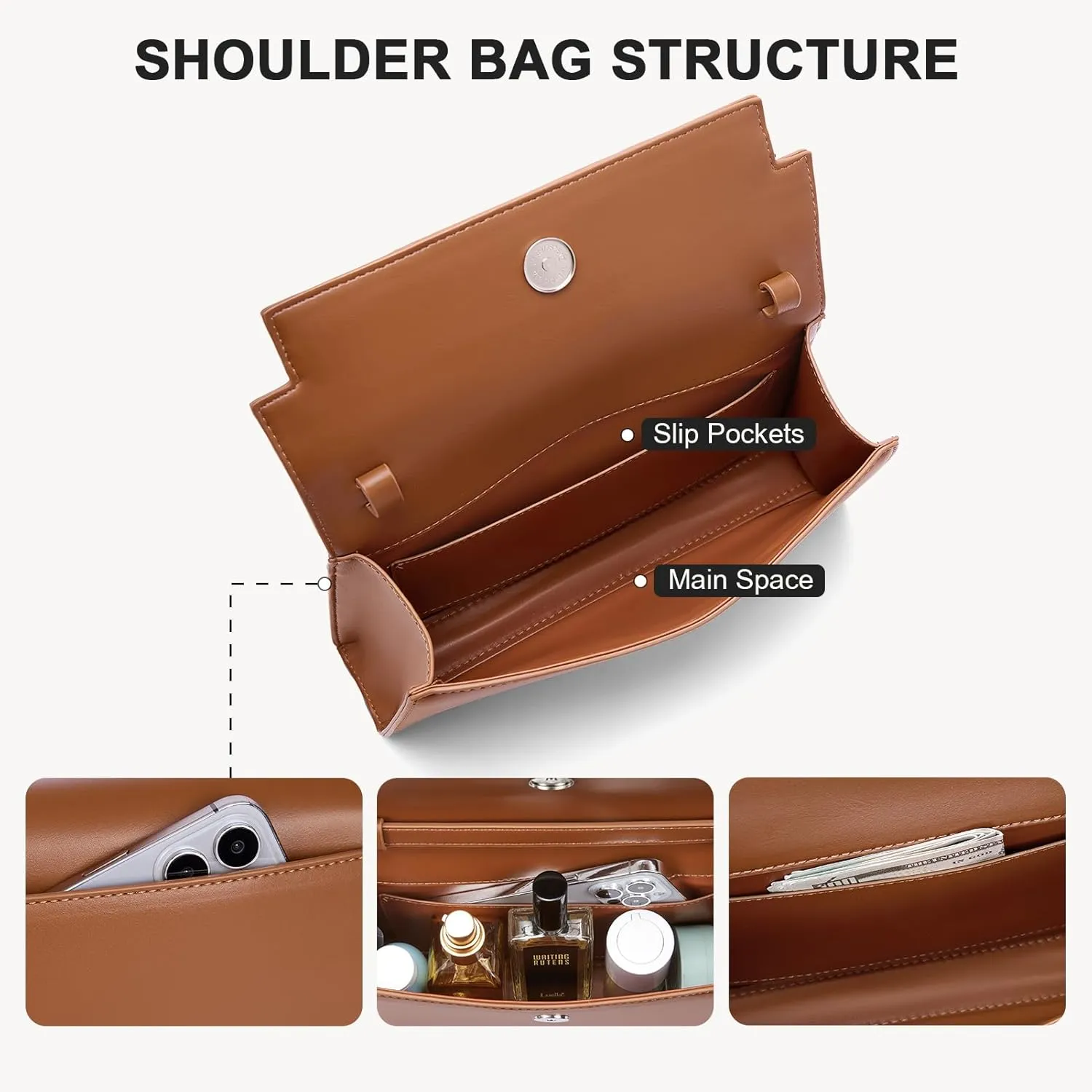 BOSTANTEN Shoulder Bag Crossbody Purses for Women Designer Leather Handbags with Adjustable Shoulder Strap