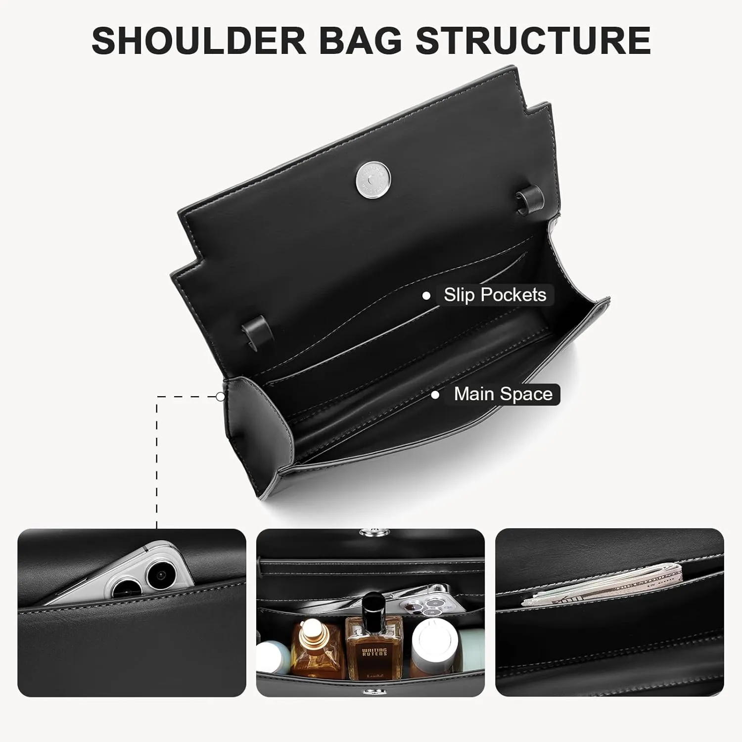 BOSTANTEN Shoulder Bag Crossbody Purses for Women Designer Leather Handbags with Adjustable Shoulder Strap