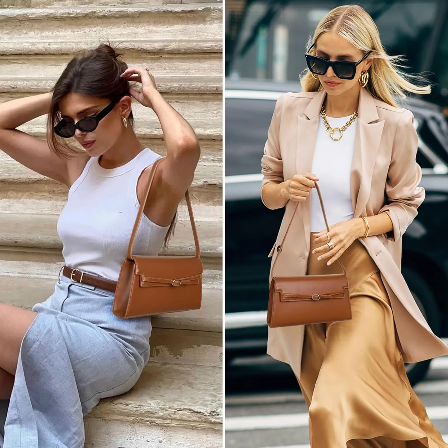 BOSTANTEN Shoulder Bag Crossbody Purses for Women Designer Leather Handbags with Adjustable Shoulder Strap