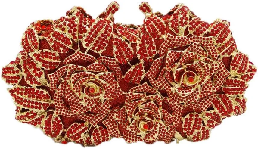 Boutique De FGG Dazzling Flower Evening Bags For Women Formal Party Rhinestone Handbags Wedding Crystal Clutch Purse,Mini