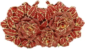 Boutique De FGG Dazzling Flower Evening Bags For Women Formal Party Rhinestone Handbags Wedding Crystal Clutch Purse,Mini