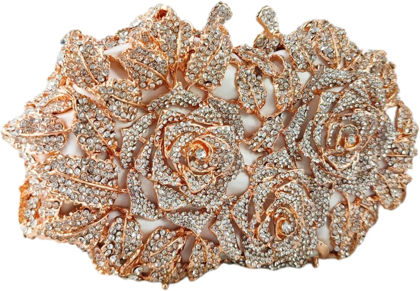Boutique De FGG Dazzling Flower Evening Bags For Women Formal Party Rhinestone Handbags Wedding Crystal Clutch Purse,Mini