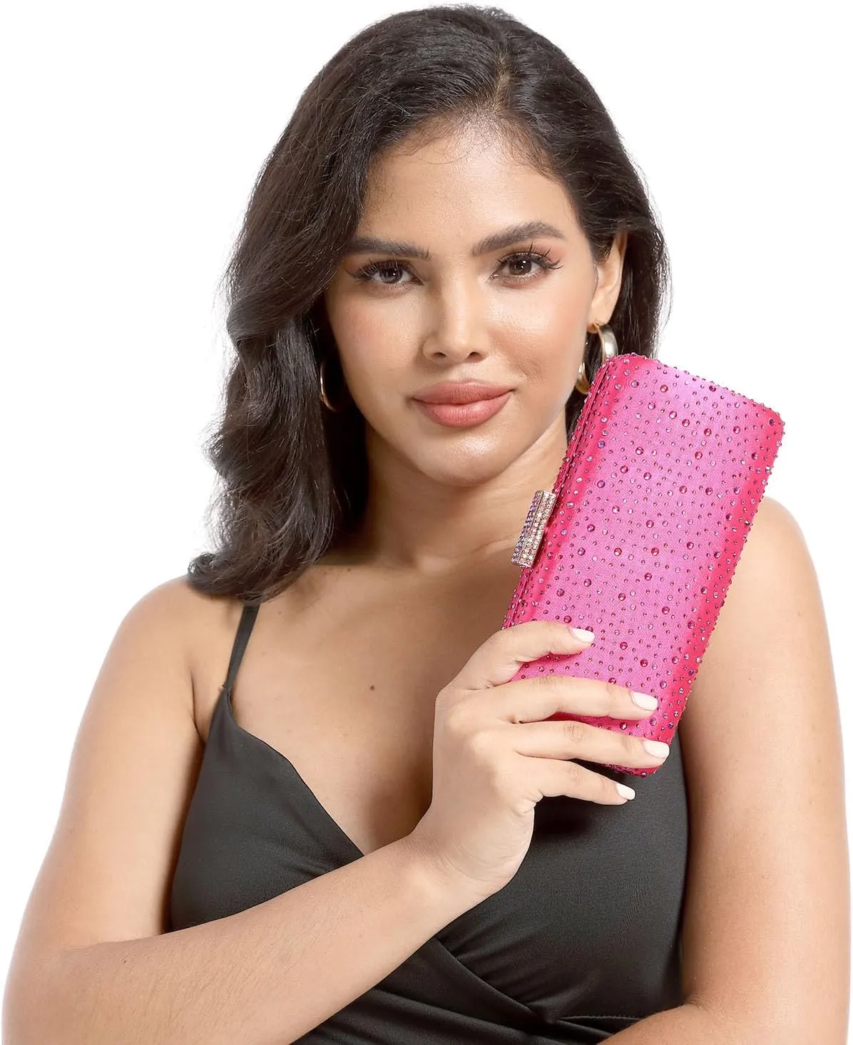 Boutique De FGG Elegant Women Crystal Clutch Purse Formal Evening Bags Wedding Handbags Cocktail Rhinestone Clutch Purse,Mini