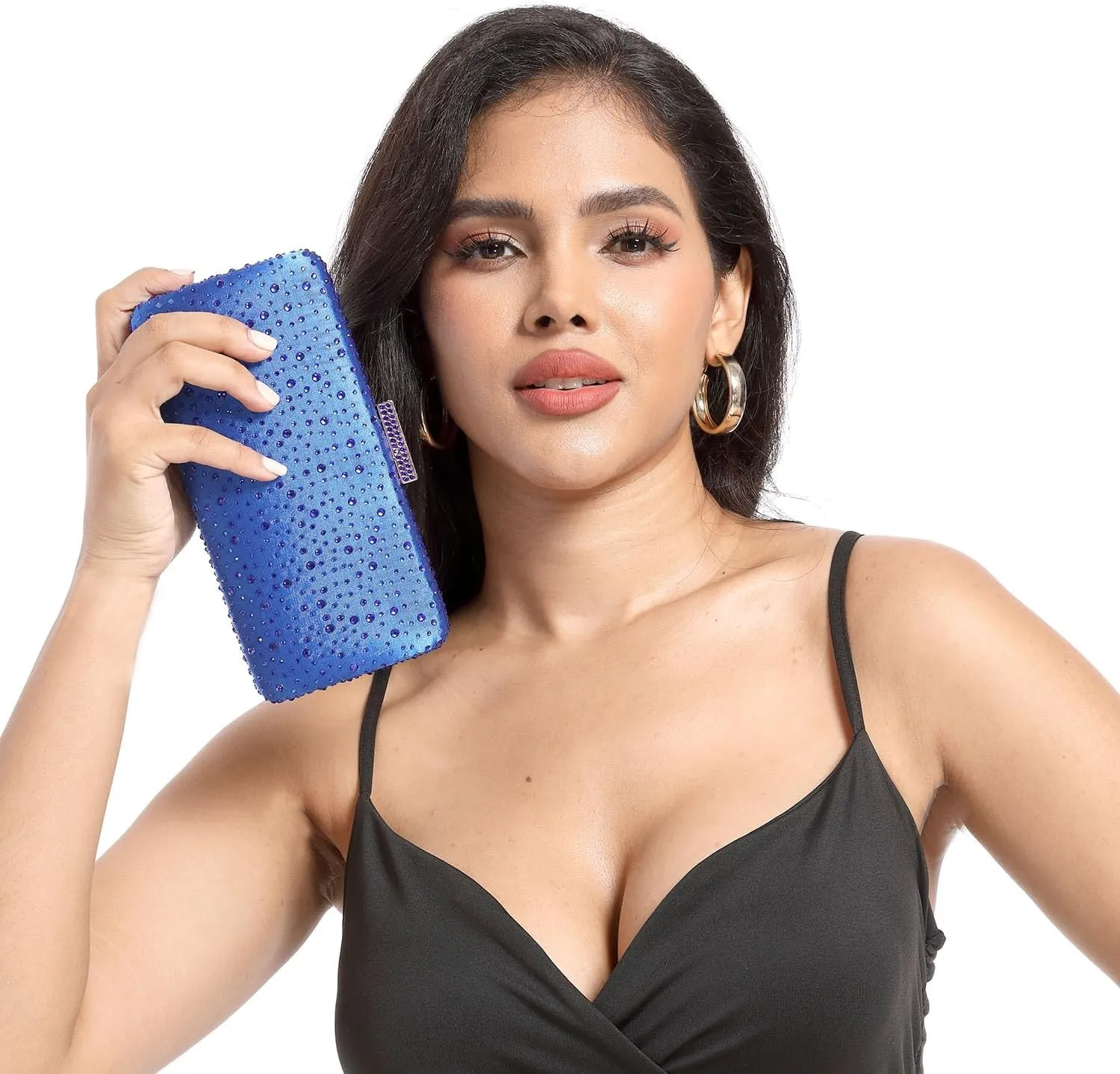 Boutique De FGG Elegant Women Crystal Clutch Purse Formal Evening Bags Wedding Handbags Cocktail Rhinestone Clutch Purse,Mini