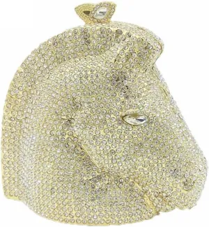 Boutique De FGG Horse Head Crystal Clutch Bags Women Animal Rhinestone Evening Handbags Party Crystal Clutch Purses,Mini