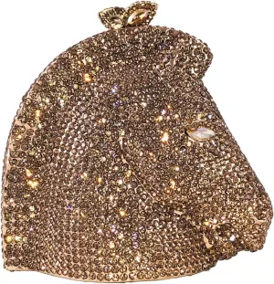 Boutique De FGG Horse Head Crystal Clutch Bags Women Animal Rhinestone Evening Handbags Party Crystal Clutch Purses,Mini