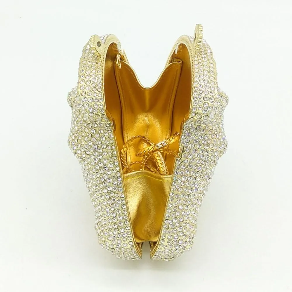 Boutique De FGG Horse Head Crystal Clutch Bags Women Animal Rhinestone Evening Handbags Party Crystal Clutch Purses,Mini