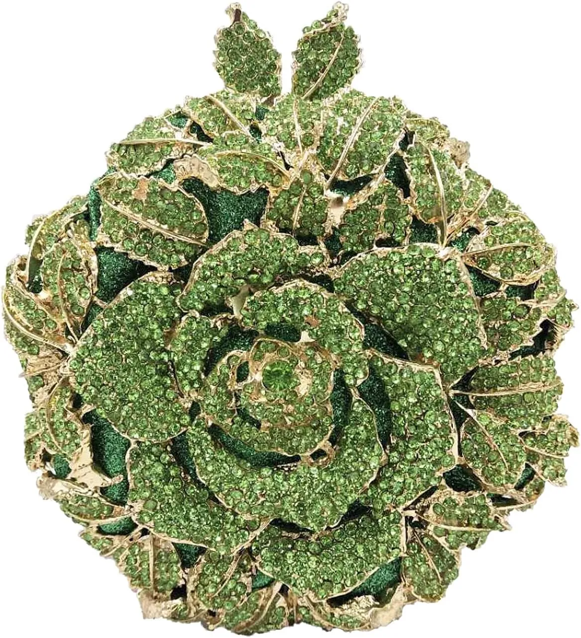 Boutique De FGG Round Rose Flower Crystal Clutch Purses for Women Formal Evening Bags Wedding Clutch Bag Party Handbags,Mini