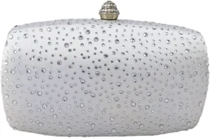 Boutique De FGG Women's Crystal Clutch Evening Bag Bride Handbags for Wedding Party Diamond Rhinestone Clutch Purse,Mini,Mini
