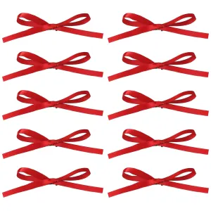 Bow Hair Clips, Long Tail Ribbon Small Claw Clips, Ponytail Holders with Bows in Black and Red, 10Pcs for Girls and Children