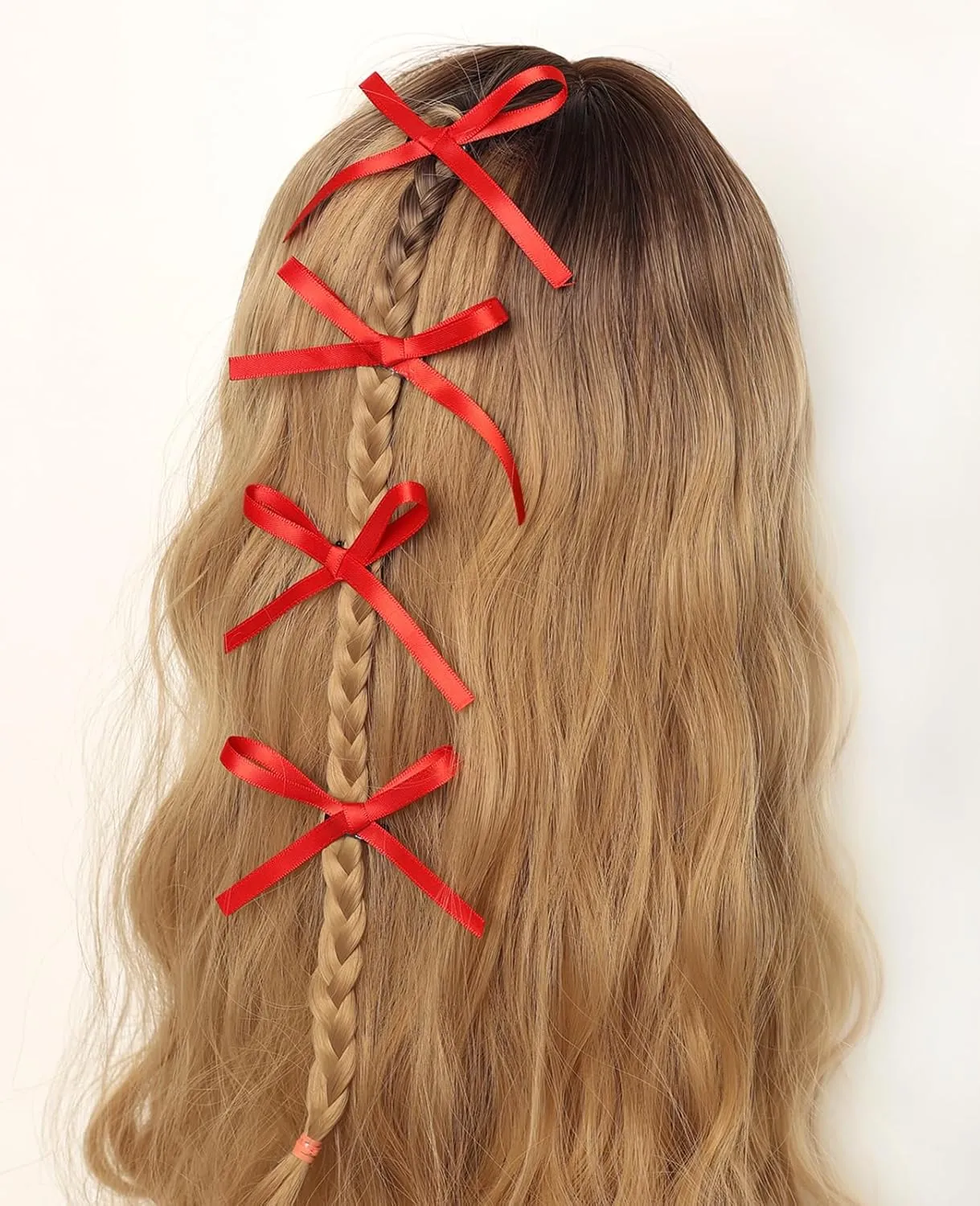 Bow Hair Clips, Long Tail Ribbon Small Claw Clips, Ponytail Holders with Bows in Black and Red, 10Pcs for Girls and Children