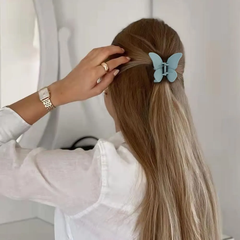 Butterfly Hair Accessories - Matte Claw Clips for Women and Girls, 4Pcs 2.6" Hair Clamps and Jaw Clips for Thin to Medium Hair