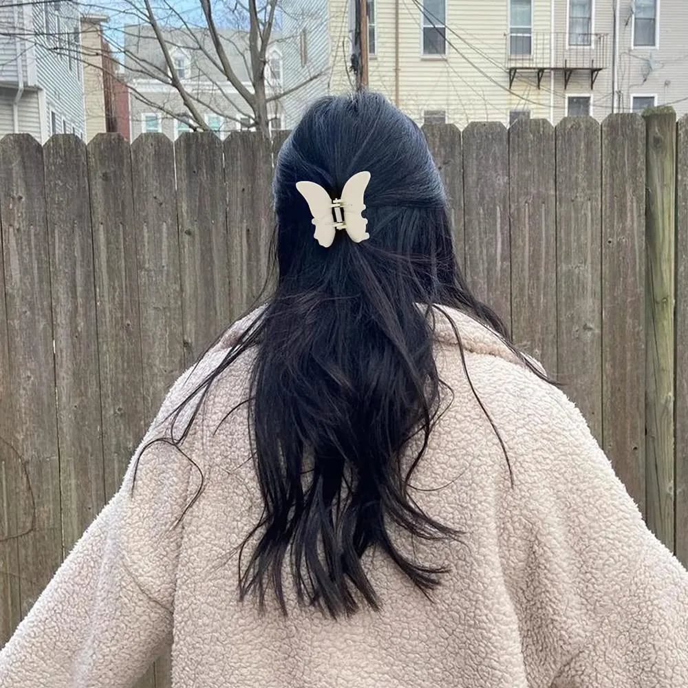 Butterfly Hair Accessories - Matte Claw Clips for Women and Girls, 4Pcs 2.6" Hair Clamps and Jaw Clips for Thin to Medium Hair