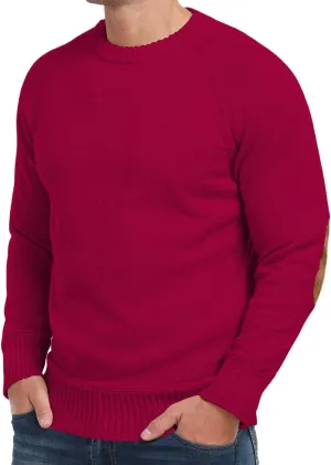 Cable Knit Sweater Men,Long Sleeve Casual Fishmen Sweater, Fit Pullover Sweater with Elbow Patches