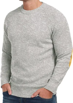 Cable Knit Sweater Men,Long Sleeve Casual Fishmen Sweater, Fit Pullover Sweater with Elbow Patches